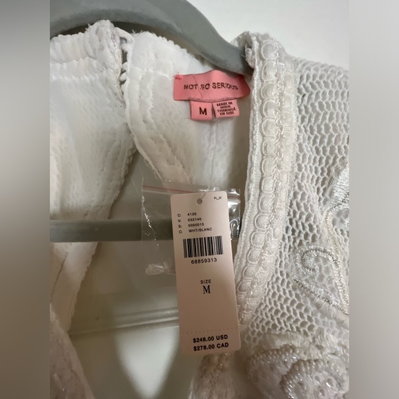NWT - Not So Serious by Pallavi Mohan White Embroidered Mini Dress Sz Medium - Picture 7 of 15